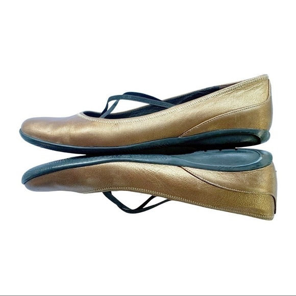 Prada Bronzo Calzature Donna Old Metal Flats 7.5 - Picture 5 of 12